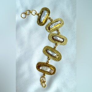 Zara limited edition gold plated brass with baroque pearl bracelet